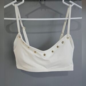 Michael Kors White Bikini Top with Gold Accents, SIZE 6